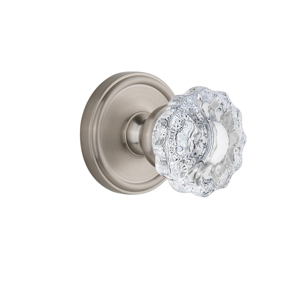 Grandeur by Nostalgic Warehouse GEOVER Privacy Knob - Georgetown Rosette with Versailles Crystal Knob in Satin Nickel